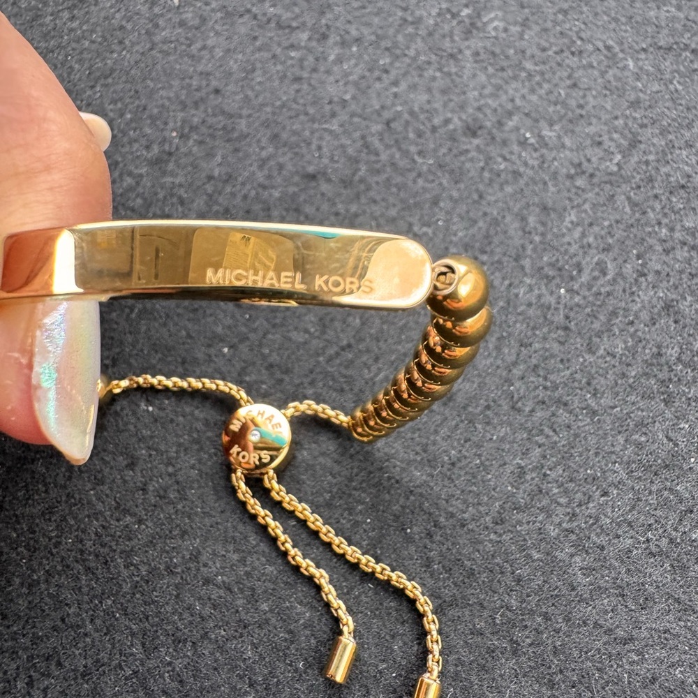 Michael Kors Gold Logo Plaque Beaded Slider Bracelet - Picture 3 of 9